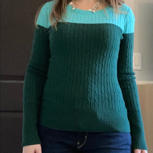 🎉Green & Blue Sweater top Merona XS - Picture 3 of 8
